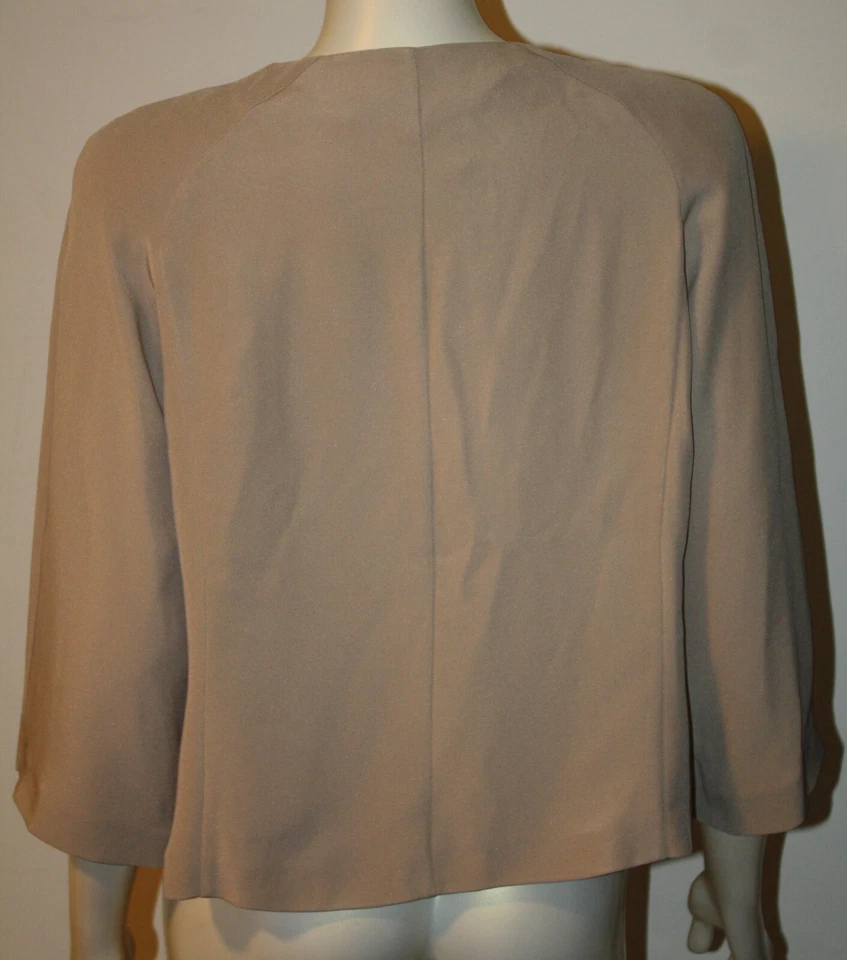 Chaqueta MARINA RINALDI Beige Mezcla Seda NUEVA CON ETIQUETAS 21 M L Bordada Frontal Italia Foto 4 de 4