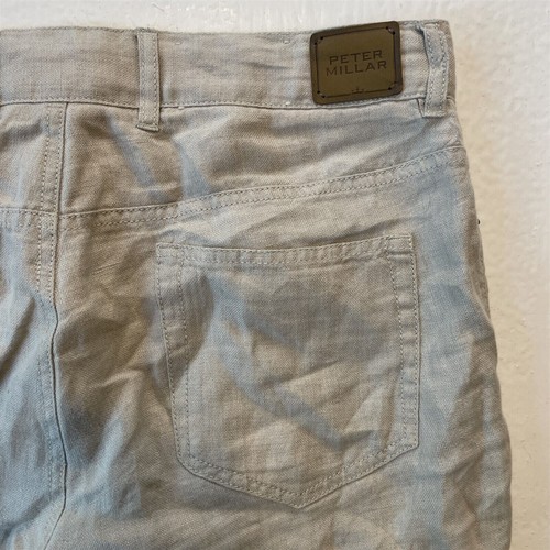Peter Millar 33x30 Khaki Linen Straight 5 Pocket Mens Casual Pants - Picture 8 of 9