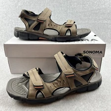 Sonoma Sandals Mens Size 11 Walking Outdoor Bradley Adjustable Comfort Brown New