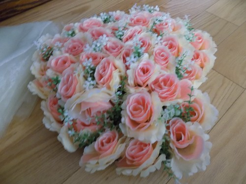 Artificial Flower Wedding Car Decor Kit Heart-Shaped Wreath with Bow - 第 3/8 張圖片
