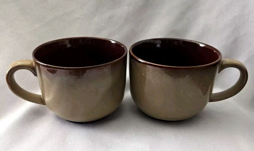 SET OF 2 SANGO NOVA BROWN SOUP GRAND MUGS 3 3/4" 4933