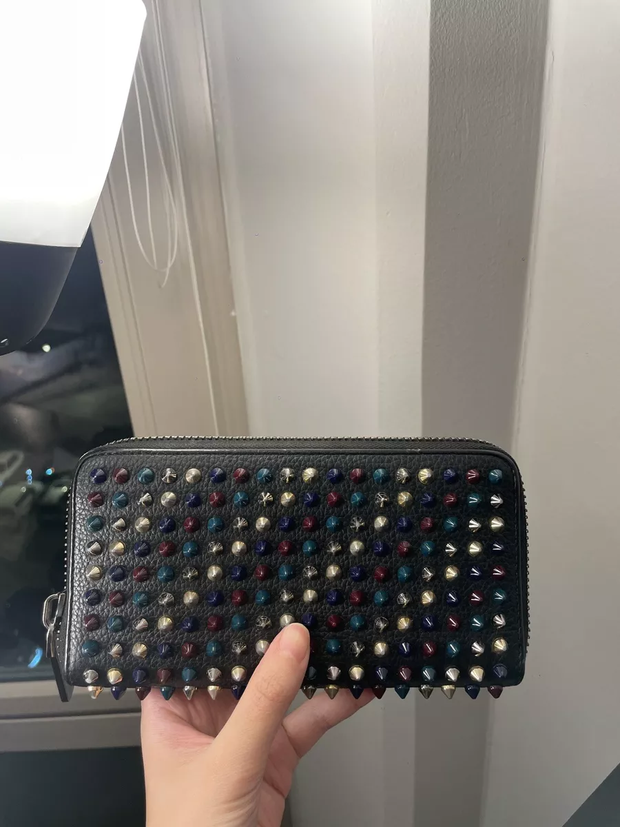 Christian Louboutin W Panettone Wallet Metallic Silver Multi-Colored Spikes