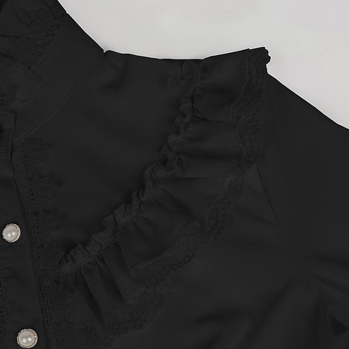 Victorian Women Shirt with Jabot Lady Classic Lolita Blouse Top Shirt Christmas - Picture 38 of 47