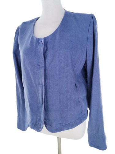 Mac Scott T. 44 Blu Blazer con bottoni Lino 100% Manica lunga Tasche - Foto 2 di 5