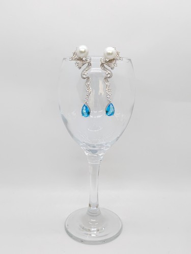 Genuine Huge Natural 14mm White Sea Pearl Earrings Drop PT950 Platinum Diamonds - Picture 17 of 24