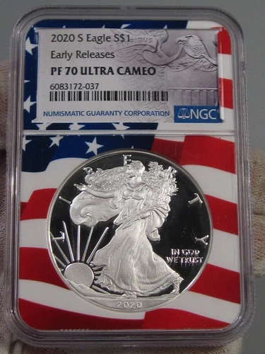 Ultra Cameo Proof 2020-s Silver American Eagle NGC PF70 UC ER Flag Core.  #10