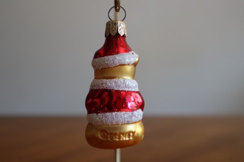 Disney Winnie the Pooh Glass Christmas Tree Ornament 3" Santa Outfit Hat Honey - Picture 9 of 10