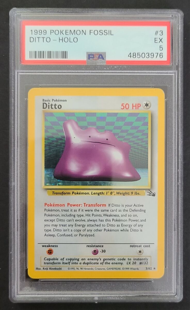 DITTO 3/62 Fossil Set Holo Pokemon Card Exc / Near 