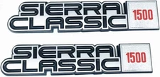 Pair Set Sierra Classic 1500 Fender Emblems Nameplate Fit for 1981-1988 Sierra