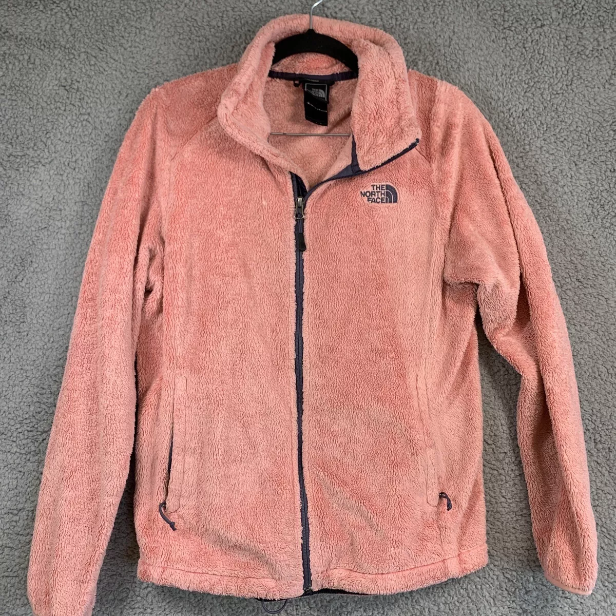 The North Face Osito Womens Medium Fleece Pink Navy Trim Full Zip Pockets