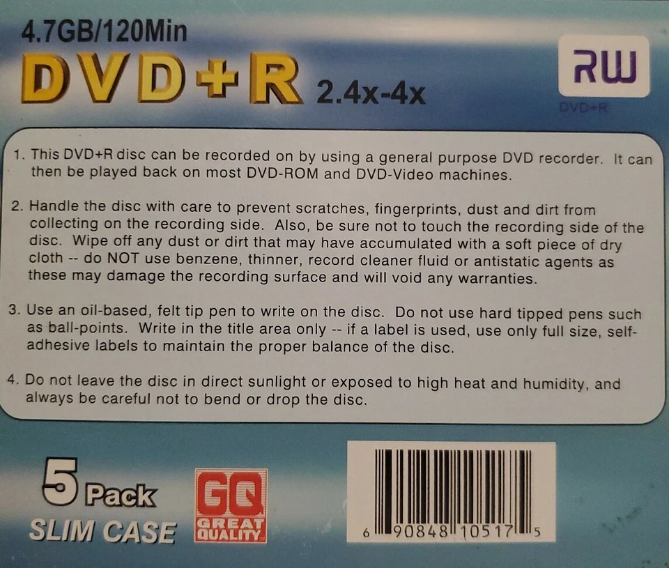 DVD+R - 2.4x-4x 4.70GB/120min • (5pk) New Slim Case - Image 2 of 2