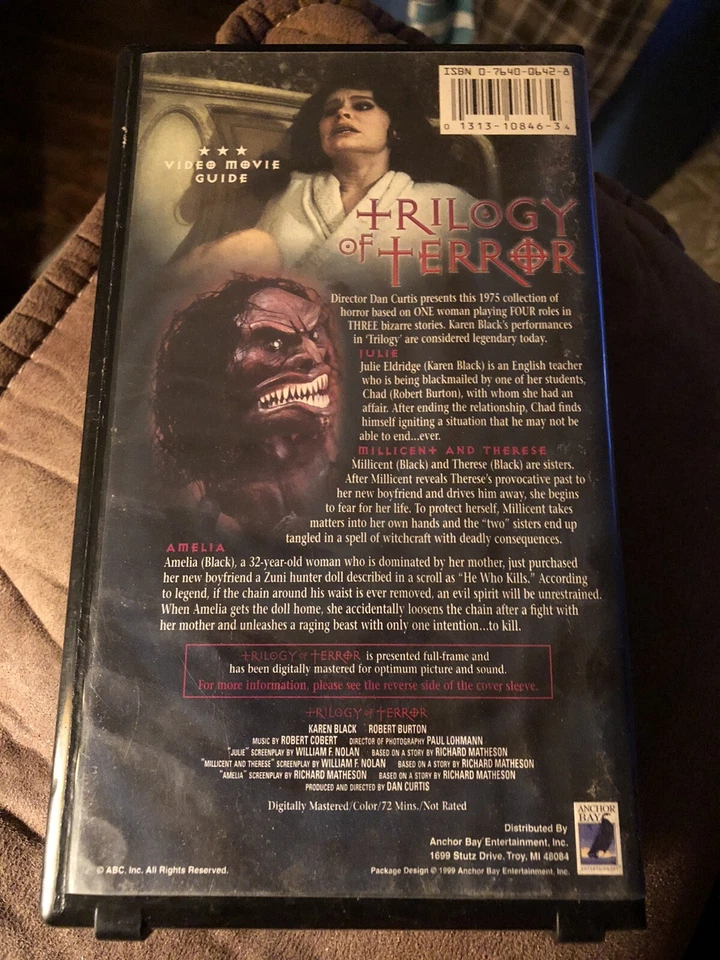 TRILOGY OF TERROR Karen Black VHS Rare Clamshell Amray Case 1999 Anchor Bay - Image 2 of 4