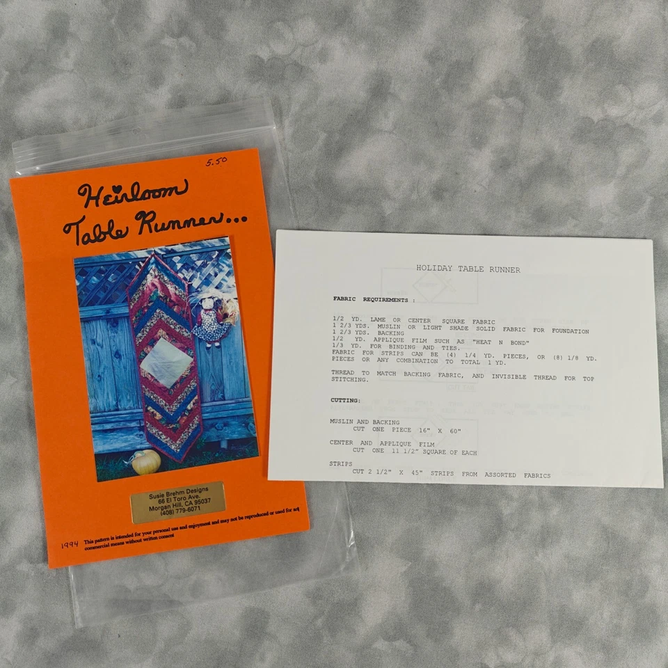🧵 Vintage 1994 Heirloom Table Runner Quilt Pattern 📜 - Image 3 of 3