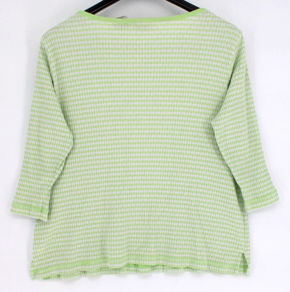 Blusa Top Henley Ciervo Blanco Talla Grande 16W Para Mujer Verde Guinga Manga 3/4 Foto 2 de 3