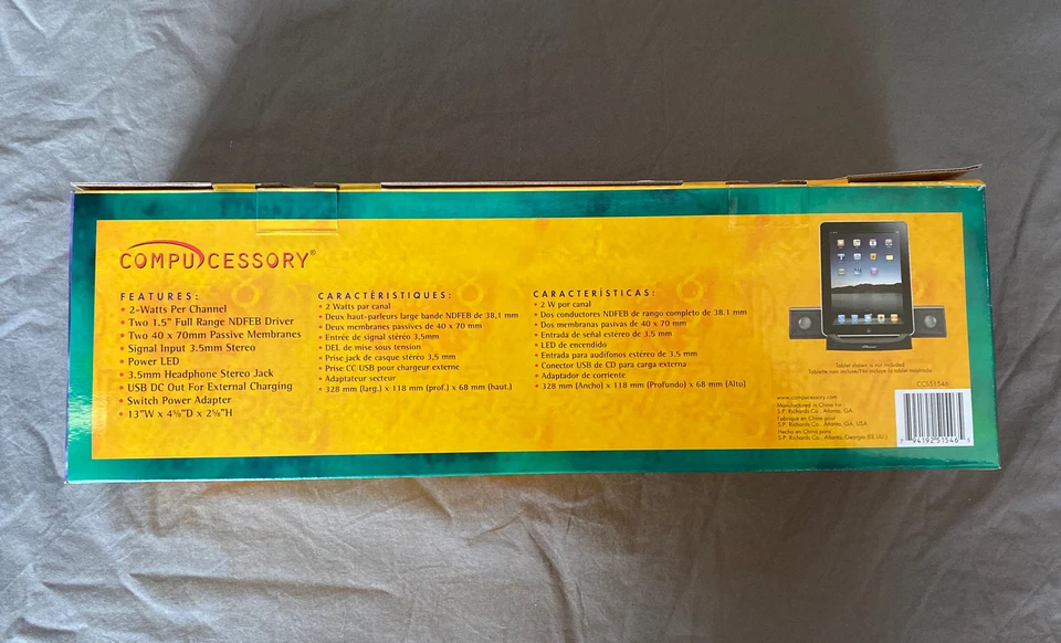 Compucessory Universal Tablet Sound System, 4-Watt, Black New  - Image 2 of 4