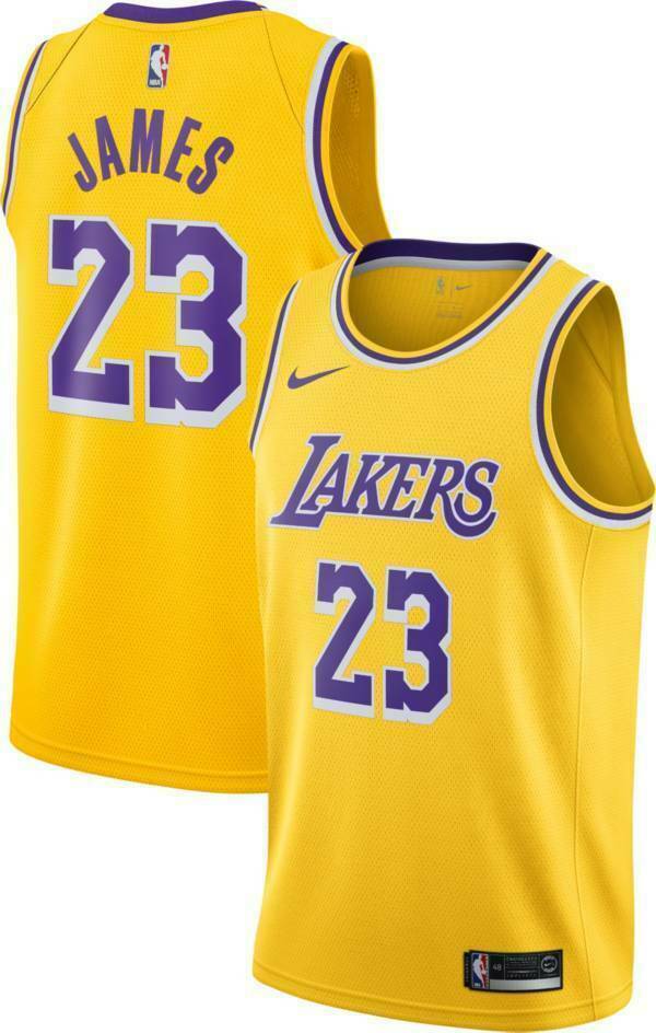 New Nike LeBron James Swingman Gold Lakers Home Jersey Men's New Nike LeBron James Swingman Gold Lakers Home Jersey Men's