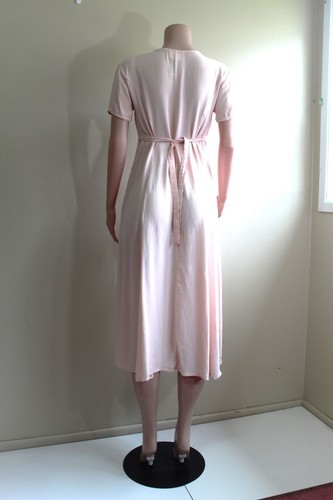 Nina Piccalino 8 M Pink Rayon Crepe Midi Dress Tie Back Vintage 90s Cottage Core - Picture 10 of 14
