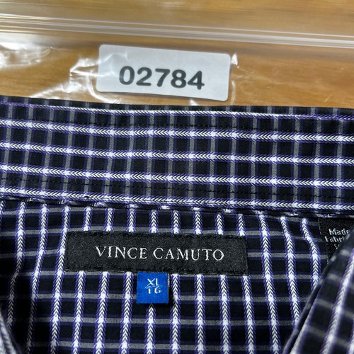 Vince Camuto Men's Size XL Blue Check Cotton Long Sleeve Casual Shirt - Picture 8 of 9