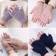 Unisex Couple Gloves Imitation Mink Half Finger Glove Fluffy Plush Soft