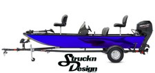 Boat Wrap Great White Shark Vinyl Graphic Decal Kit Fish Bass Fishing USA Blue