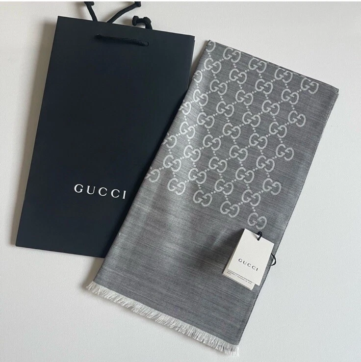 Foulard / châle neuf Gucci GG jacquard laine/soie mélangée