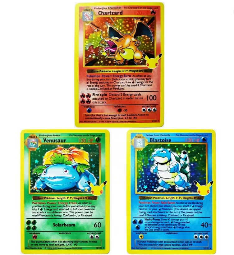 1996 1st Edition Set Charizard Venusaur Blastoise 25th Anniversary
