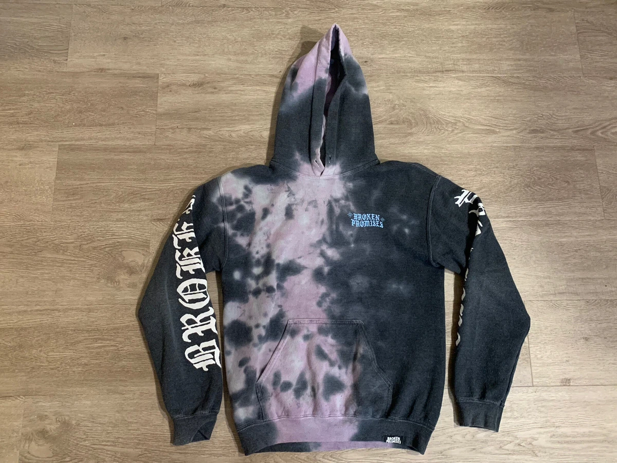Broken Promises Hoodie Mens Small Tie Dye Multicolor Long Sleeve Pullover Logo
