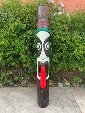 Tiki Totem Trader Morts Wood Mask Tropical Bar Patio Decor 60"x 7/8"in