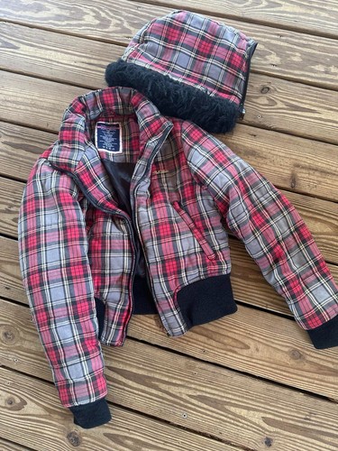 VTG U.S. POLO ASSN. Kids Girls Jacket Size XL Plaid Zip Detachable Hood -READ- - Picture 13 of 19
