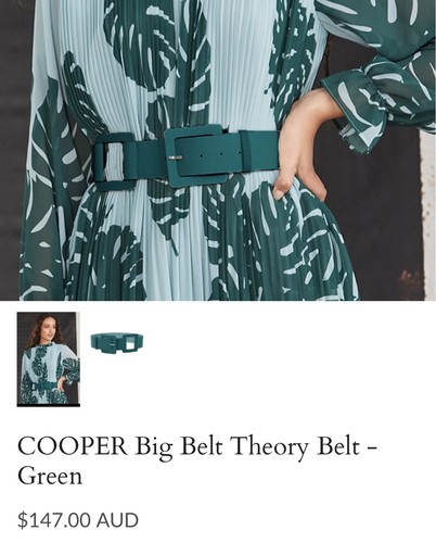 Trelise Cooper Design Belt One Size Big Belt Theory Green Vegan Leather See Pics - Picture 2 of 7
