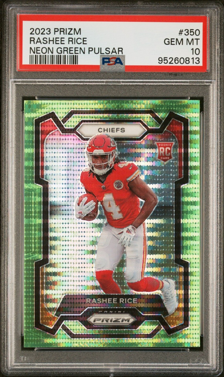 2023 Panini Prizm Neon Green Pulsar #350 Rashee Rice Rookie RC - PSA 10
