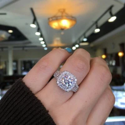 Frauen 4 karat Diamant Jahrestag Hochzeit Ring Weißgold Finish Jubiläum Geschenk - Bild 1 von 4
