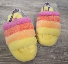 UGG Women's Sz. 7 Fluff Yeah Slide Pink/Yellow Slipper/Slip On