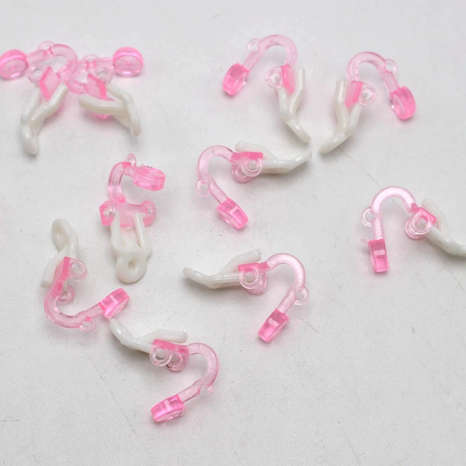 50 ganchos de plástico rosa con clip para pendientes a presión con lazo palanca trasera pendientes para niños Foto 2 de 4