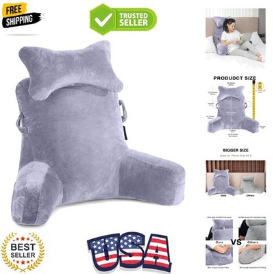 Reading Pillow-Extra Large 31'' Bed Rest Pillow with Detachable Neck Roll & Ar...