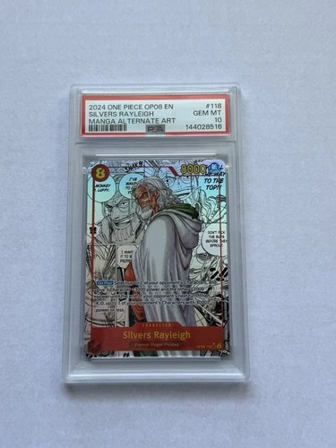 One Piece EN Silvers Rayleigh OP08-118 Manga Alternate Art PSA 10
