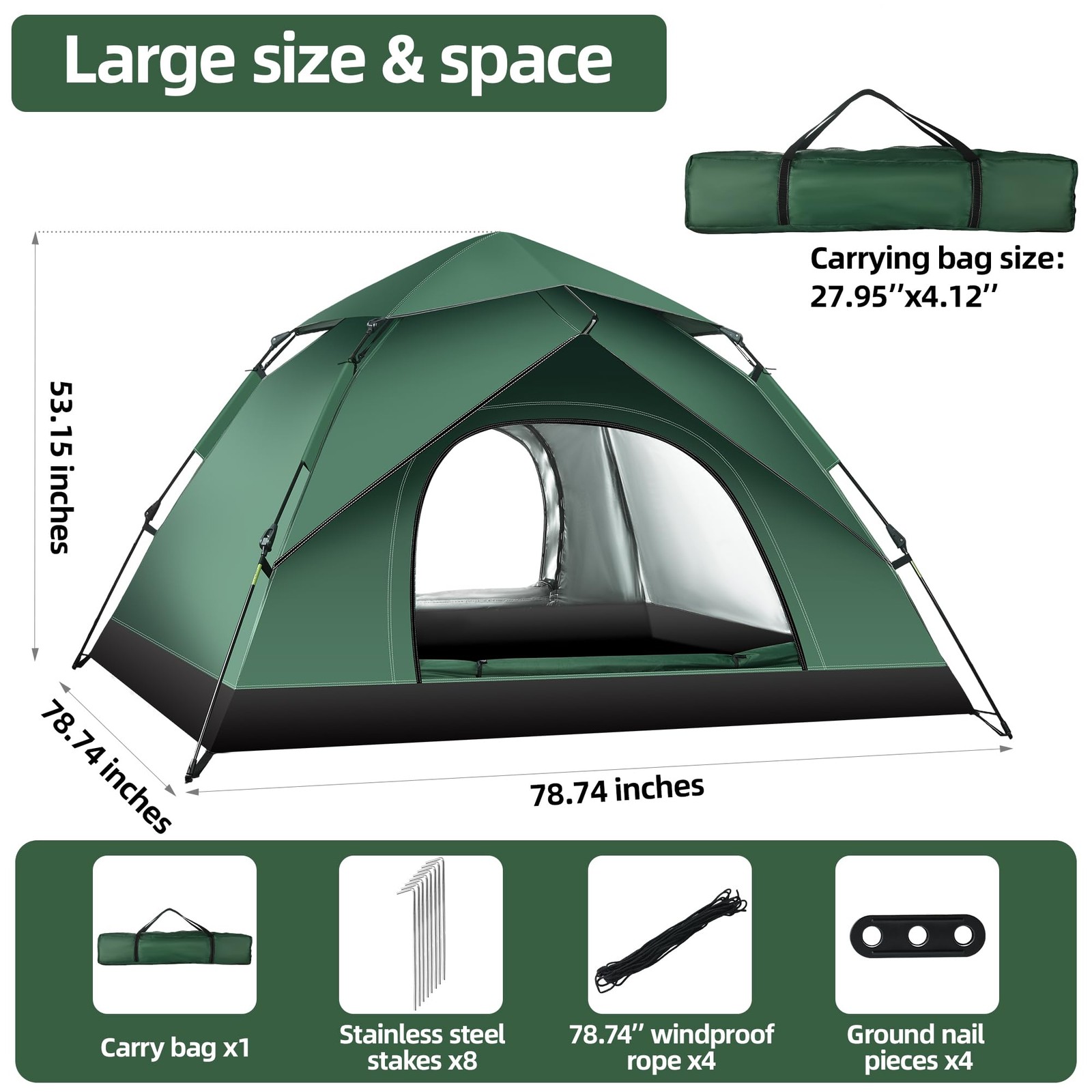 1-2 Person Instant Pop Up Tent, Quick Setup Lightweight Camping Tent for Solo...