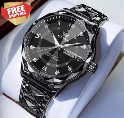 OLEVS Watches for Hombres Luxury Analog Big Face Mens Watches with Date Diamo