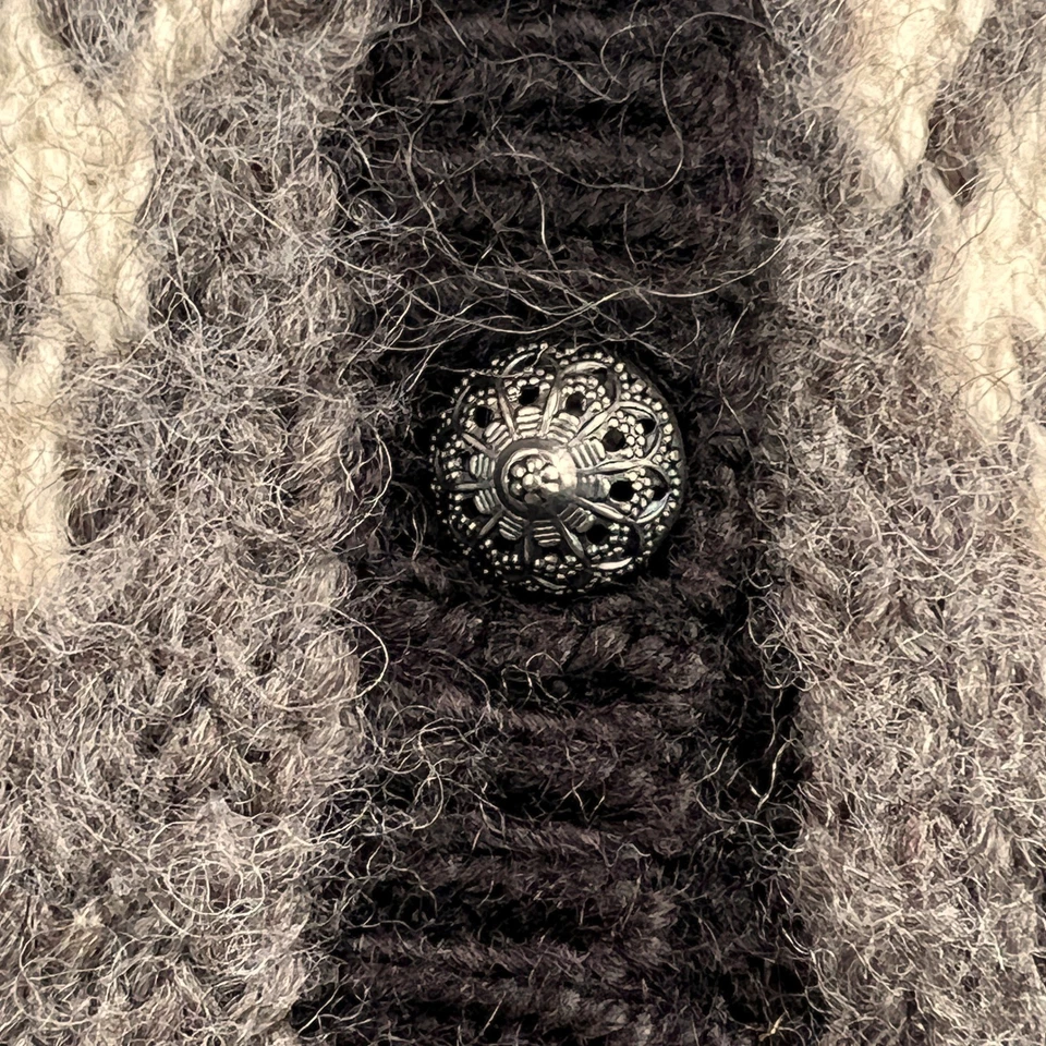 J Jill Cárdigan Suéter Mujer L Marrón Crema Lana Nórdico Tejido Botón Casa Acogedor Foto 3 de 4