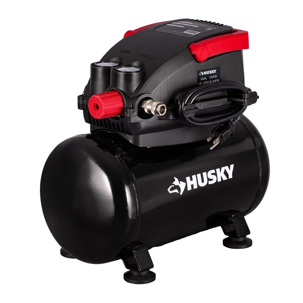 Husky 3 Gal. 120 PSI Portable Electric Oil-Free Light Duty H