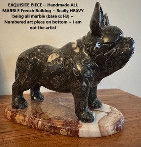 BEAUTIFUL HEAVY Handmade MARBLE Boston Bulldog Art Piece Numbered ~ 10" LENGTH