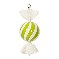 Vickerman 13" Green Round Swirl Candy Ornament.