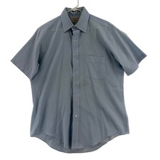 Vintage Arrow Kent Dress Shirt Mens 16 Light Blue Short Sleeve Button Up Work
