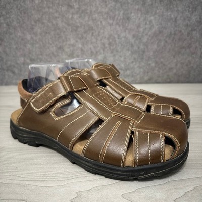 E.T. Wright Fisherman Sandals Mens 11 B Brown Good Woven Leather T-Strap Italy Vintage Leather Woven Sandals Slingback | Close Toe  main image 4