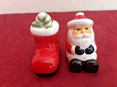 Paar Weihnachten Xmas Salz & Pfefferstreuer 7 cm Nikolaus Stiefel Sack Deko Neu