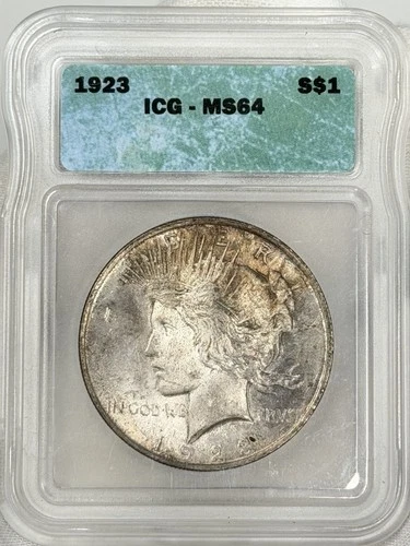 1923-P Peace Silver Dollar $1 ICG MS64 Philadelphia 90% One US Coin WOW!