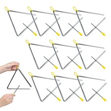 10 Pcs Musical Triangle Instrument, 6 Inch Steel Music Percussion Triangle fo...