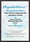 2025-26 Bowman Anthony Edwards Chrome Auto Red Geometric Refractor #/5