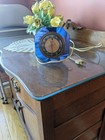 Vintage Art Deco Blue Mirror Electric Clock Not Working Telechron — photo 2