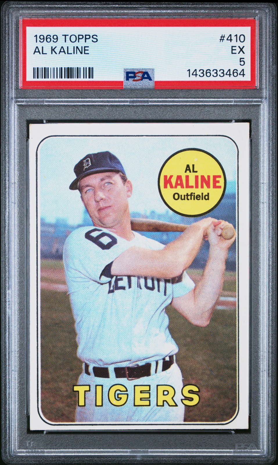 1969 Topps #410 Al Kaline PSA 5 EX Detroit Tigers HOF, Fresh Grade